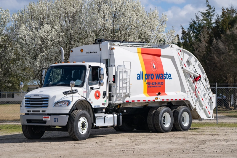 All Pro Waste residential trash pickup truck in Pembroke, NC